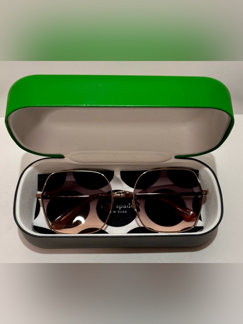 Kate Spade ♠️ New York HELLO SUNSHINE Geometric Gold & Brown Gradient Sunglasses - Picture 10 of 11